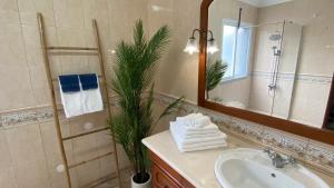 a bathroom with a sink and a mirror at ViladaBaleiaBranca in Remédios