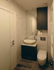 a bathroom with a toilet and a sink at Adria Gold - Bayview - Luxury in Kotor +27 photos