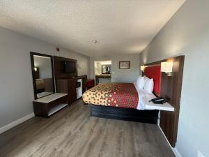 a hotel room with a bed and a television at Econo Lodge Ruther Glen in Ruther Glen