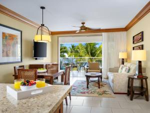 a living room with a couch and a table at Hyatt Vacation Club at Ka'anapali Beach in Lahaina