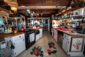a kitchen with a stove and a counter top at Hale Kawehi BnB Guesthouse in Hilo