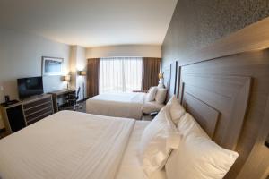 a hotel room with two beds and a television at Hilton Garden Inn Leon Poliforum in León +18 photos