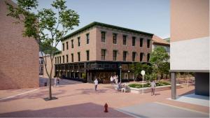 a rendering of a building with people walking in front of it at The Wills Hotel in Cumberland