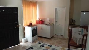 a small kitchen with a stove and a sink at Gardenias Suites Lite in Ibarra