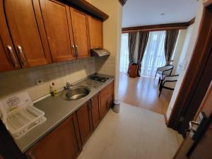 a kitchen with a sink and a counter top at Sunny Hill Apartments & Aqua Park in Vrnjačka Banja +74 photos