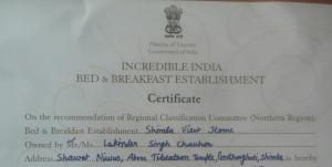 a document with the declaration of a british federal establishment at Shimla View Home in Shimla