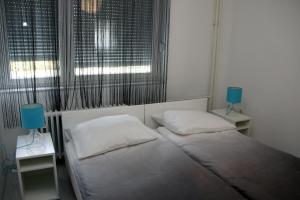 1 Schlafzimmer mit 2 Einzelbetten und einem Fenster in der Unterkunft Ka Star in Karlovac