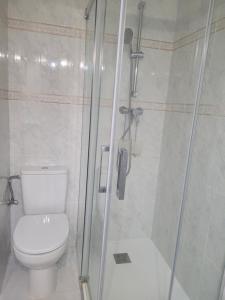 a bathroom with a toilet and a shower at Torrenostra PLATJA in Torrenostra