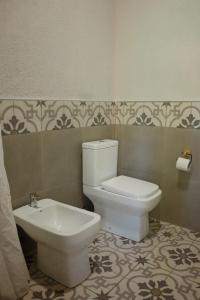 a bathroom with a toilet and a sink at El Rancho , casa de huéspedes in Tupungato +12 photos