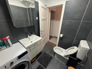 a bathroom with a toilet and a sink at Apartman Novak Prijedor in Prijedor +8 photos