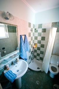 a bathroom with a sink and a shower and a toilet at Asterida in Sivota
