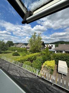 a view from a window of a house at Ferienhaus Talblick in Kelberg
