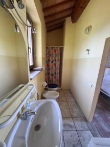 a bathroom with a sink and a toilet at Piccolo Mondo in Perugia +15 photos