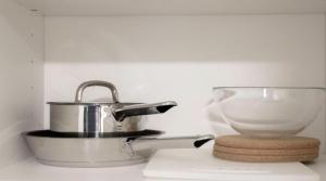 a kitchen counter with a mixer and a bowl at City Apartment - Perfect for two in Tåstrup