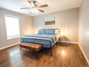 a bedroom with a bed and a ceiling fan at Haven Hill House - Scenic Getaway near Bardstown & Bourbon Trail in Springfield