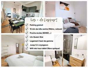 a collage of photos of a bedroom and a living room at L'Éclat du Miroir - AbsoluteHome in Croix