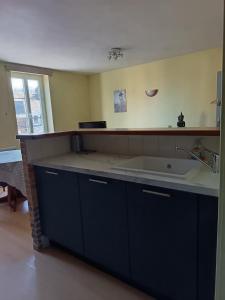 a kitchen with a large sink and a tub at Belle étape Honfleuraise in Honfleur +40 photos
