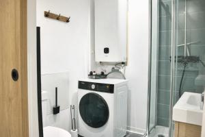 a washing machine in a bathroom with a sink at Le 5 Place Carnot in Douai