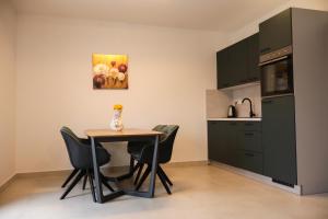 a kitchen with a table and chairs in a room at Velebit Escape Apartments in Starigrad