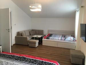 a living room with a bed and a couch at Apartmány Zuberec 893 in Zuberec