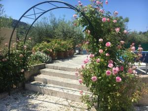 a set of stairs with roses in a garden at Villa Graziella Perugia in Perugia