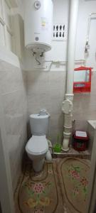 a small bathroom with a toilet and a sink at Flat in mountains in Yangiobod