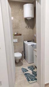 a small bathroom with a toilet and a sink at Rosa Brandis Cozy Apartment in Travnik +14 photos