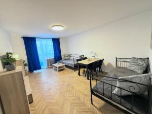a living room with a couch and a table at Duchcov Apartments in Teplice