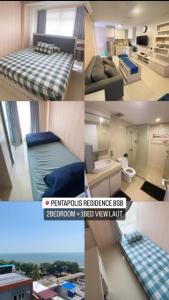 a collage of four pictures of a room at Apartment BSB pentapolis 3 Bedroom in Stalkudo