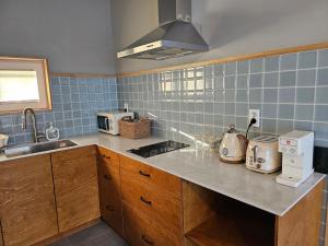 a kitchen with a sink and a counter top at Panpo HyunStay in Jeju