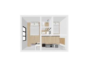 a floor plan of a room with a table at Montana Flat Yebisu in Osaka
