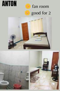 a collage of pictures of a bedroom with a bed and a room with at Jeanette Beach Resort in Guinticgan