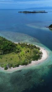 an island in the ocean with trees and water at Jay Guest House Gili Gede in Sekotong
