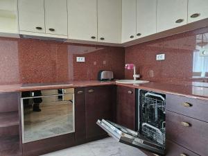 a kitchen with a dish washer in the middle at Apartment Pasha in Pržno