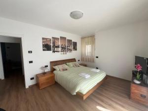 a bedroom with a bed and a television in it at Ca' Bertera in Ledro