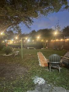 a bench in a yard at night with lights at Riio Shores in Miami