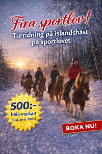 a poster of people riding horses in the snow at Slätterne Gård B&B in Sandviken
