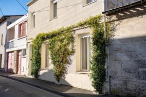a building with ivy growing on the side of it at Maison de ville Libourne 3 chambres in Libourne