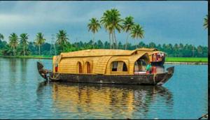 a house boat in the middle of the water at Metro Lodge in Chikmagalūr