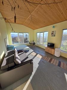 a large room with a bed and a couch at LeGora in Pryborzhavsʼke