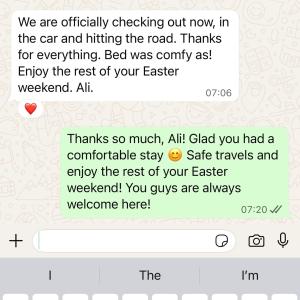 a screenshot of a text message on a cell phone at Qt inntouch in Queenstown