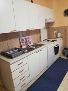 a kitchen with white cabinets and a sink at Apartment Pavin in Poljana