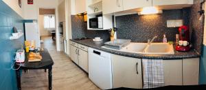 a kitchen with a sink and a counter top at Le Carré Chic in Limoges