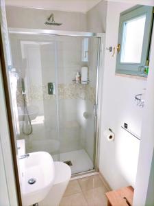 a bathroom with a shower and a toilet and a sink at Il Colle in Treggiaia +17 photos