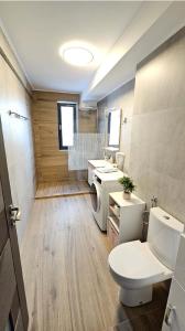 a bathroom with a toilet and a sink and a toilet istg at Copou Luxury Suites in Vaslui
