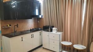 a small kitchen with a sink and a counter top at 2 BHK Starry Night Penthouse in Islamabad