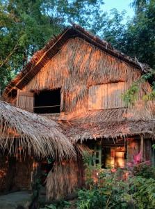 an old hut with a thatched roof at A Casa Da Ilha Cotijuba in Belém