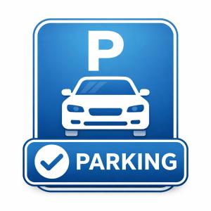 a parking sign with a car on it at 5 lits, 3Ch, 100m2, Free Parking, Spacieux in Pau