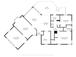 a floor plan of a house at Northern Nest MDI Lakefront Single-Level, Dual King Bedrooms & Private Dock in Pretty Marsh