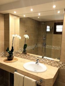 a bathroom with a sink and a mirror at Villa Strelitzia Gran Canaria in Ingenio